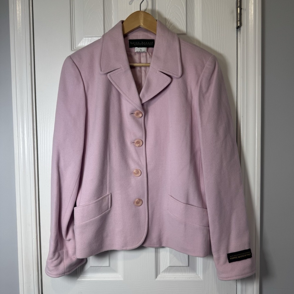 Harve Bernard Women's Light Pink Blazer Size 12 65% Wool/25% Nylon/ 10% Cashmere